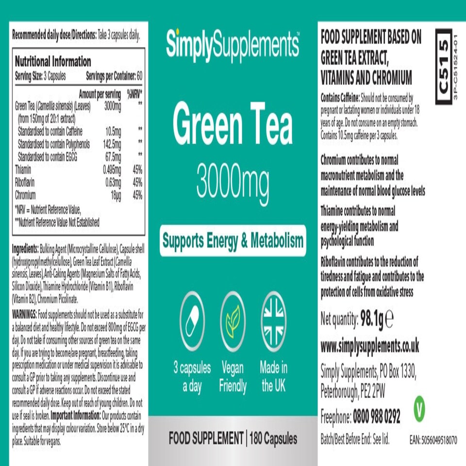image 1 of Green Tea 3,000mg - 180 Capsules