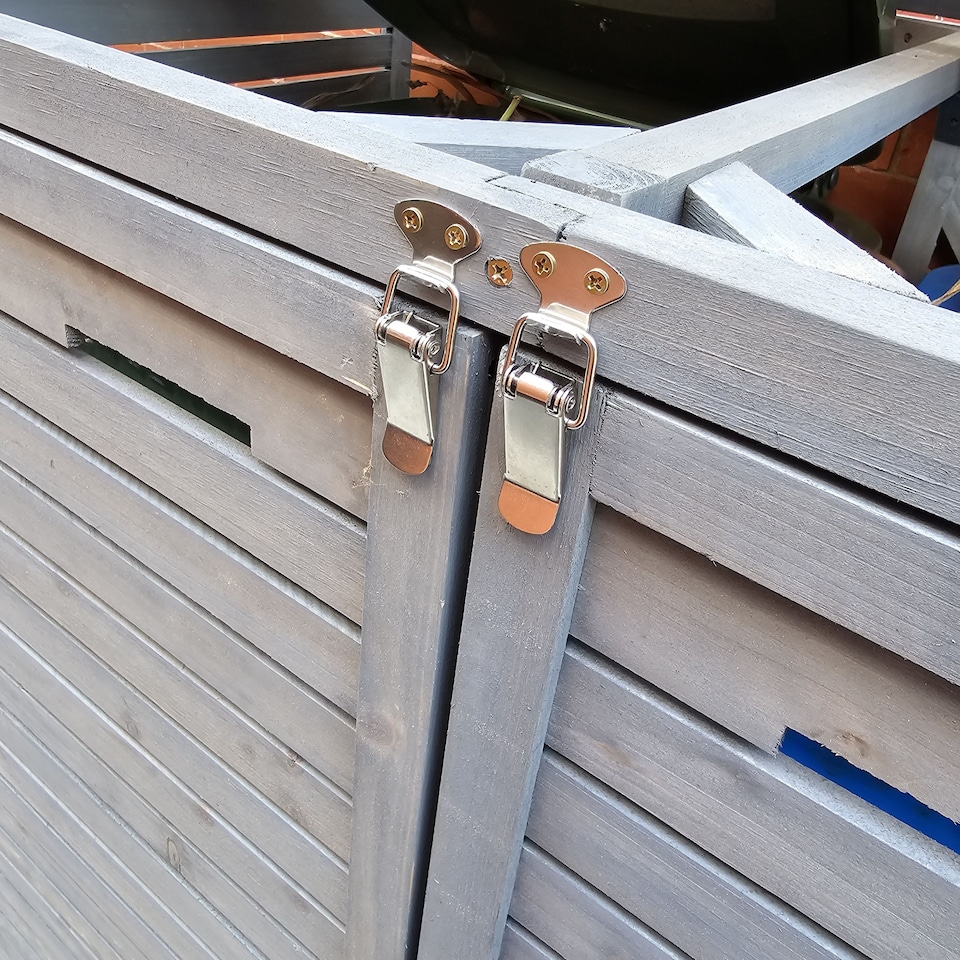 image 1 of 1.35m x 1.14m Large Grey Wooden Outdoor Garden Double Wheelie Bin Store Storage for 2 Bins