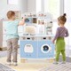 image 4 of COSTWAY Wooden Kids Kitchen Playset Pretend Play Kitchen With  Coffee Maker-Blue