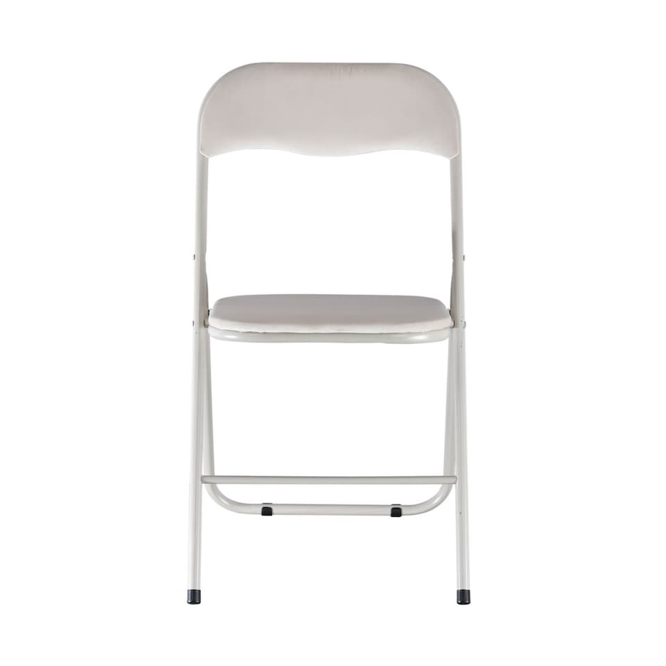 image 1 of 4-Pc Folding Chair Set with Cushioned Velvet Seat and Back | Cream | 4