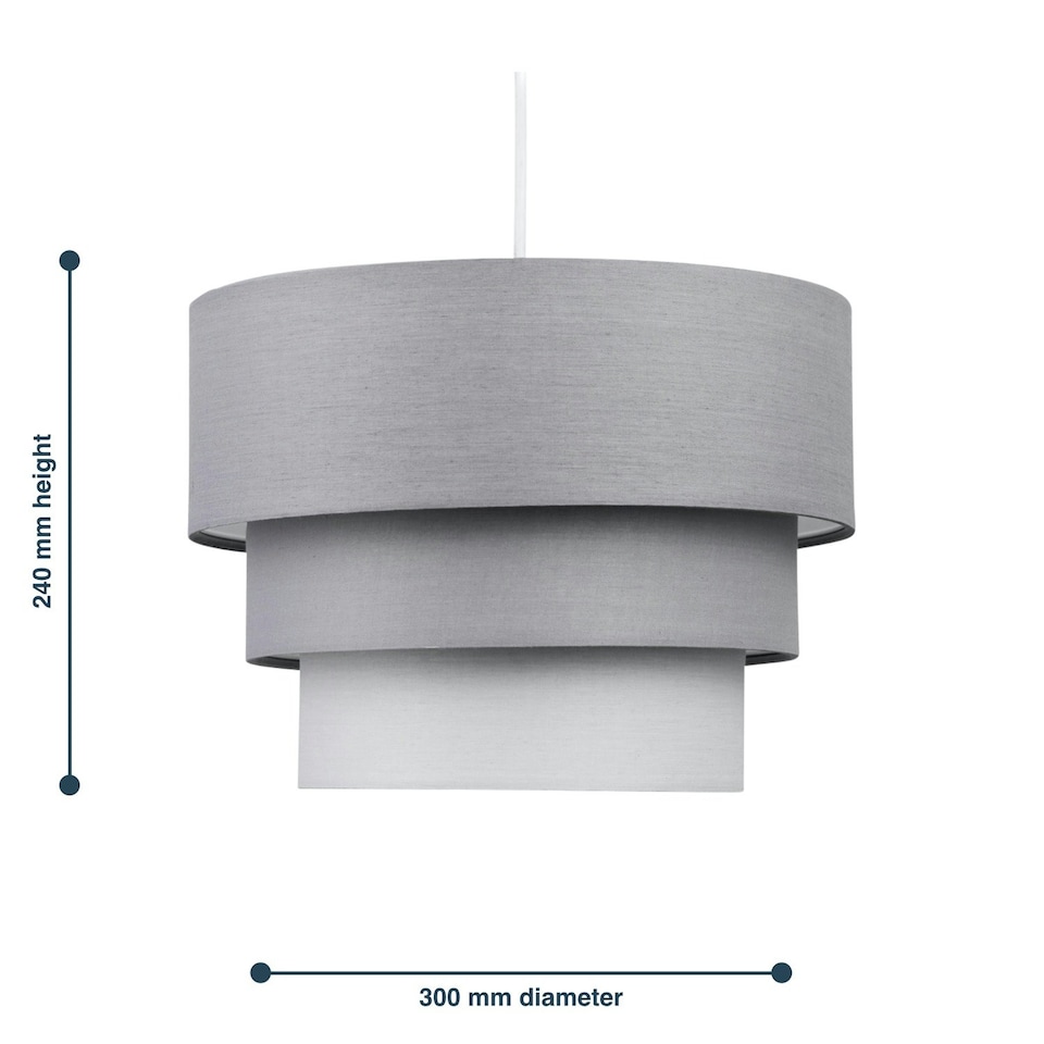 image 1 of First Choice Lighting Grey Ombre 3 Tier Ceiling Light Shade Grey