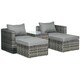 image 1 of Outsunny 5 Pcs Rattan Garden Furniture Set Single Sofa Stool Coffee Table Grey