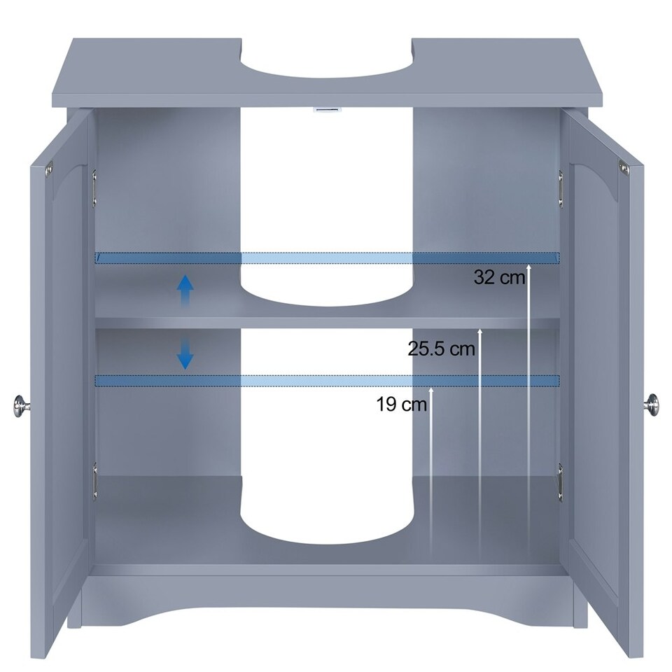 image 1 of Yaheetech Wooden Bathroom Cabinet with Precut Sink Hole Grey Grey