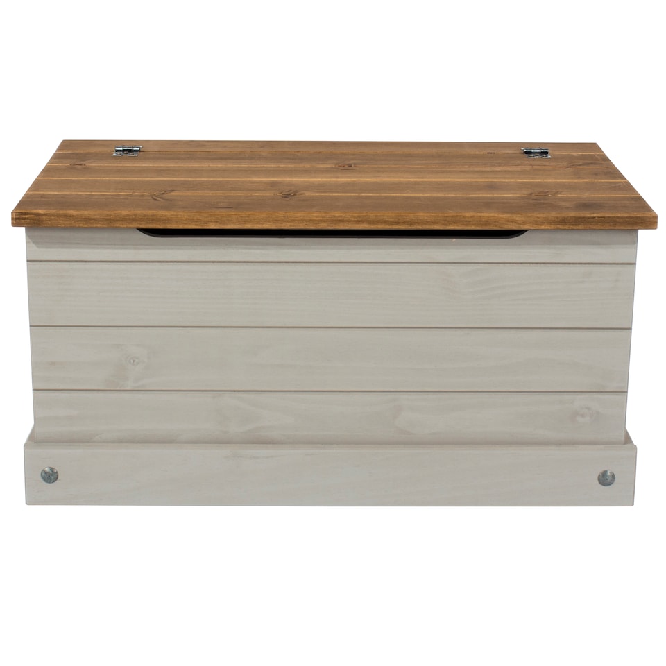 image 1 of Corona Storage Trunk - Solid Pine Construction with Metal Hardware and Practical Bedroom or Living Room Storage | Grey | Grey Wax | One Size | 1