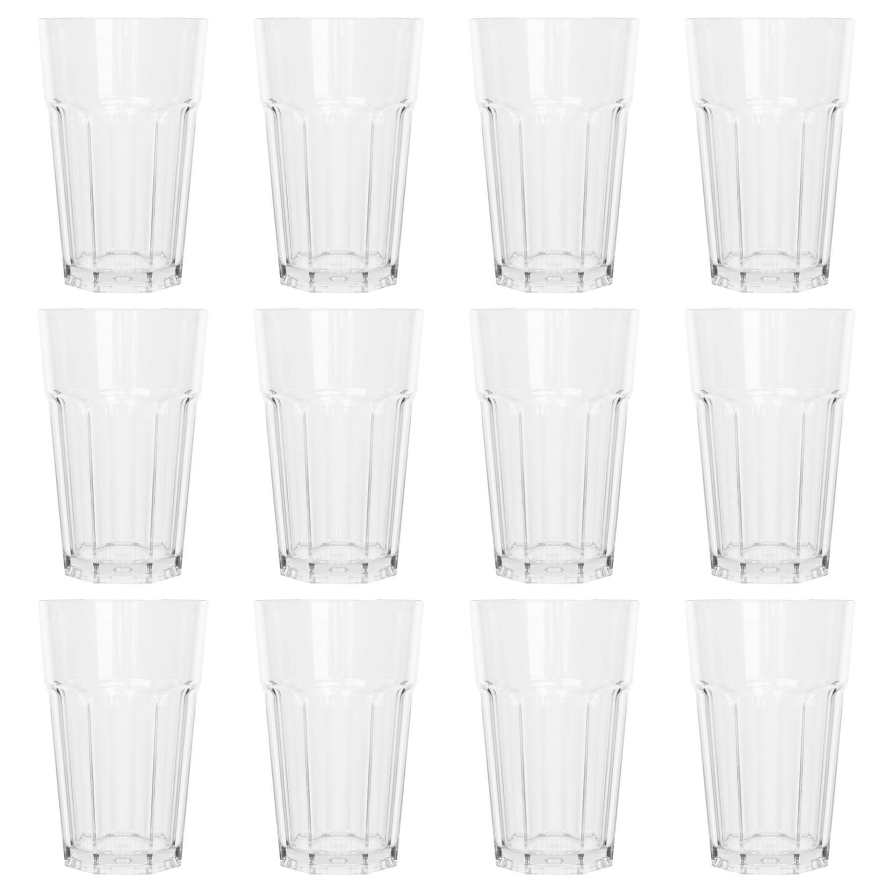 Argon Tableware 400ml Plastic Highball Glasses - Set of 12 - Clear Reusable Cocktail Champagne Fizz Cola Tumbler Drinking Cups Clear Clear One Size 12