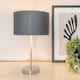 image 3 of ValueLights Charlie Brushed Chrome Table Lamp Charcoal & Chrome Shade & Bulb | Grey