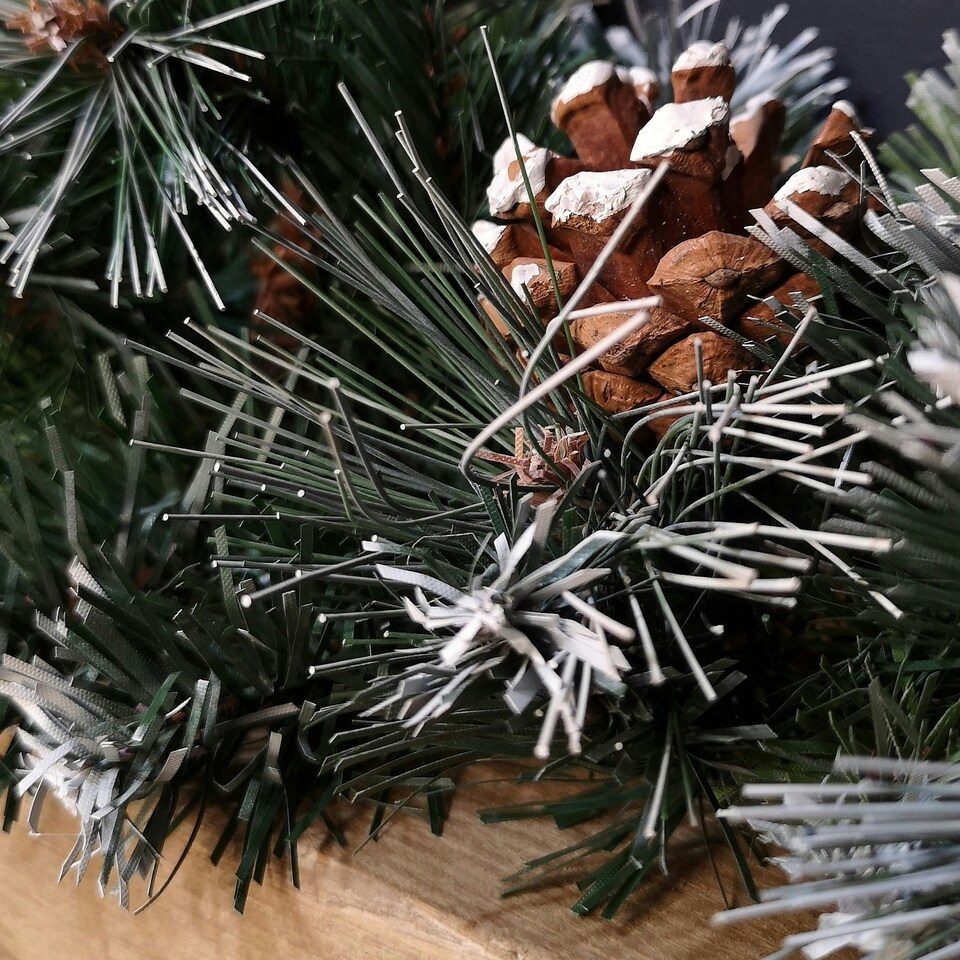 image 1 of 90cm (3ft) Frosted Glacier Christmas Swag with Pine Cones