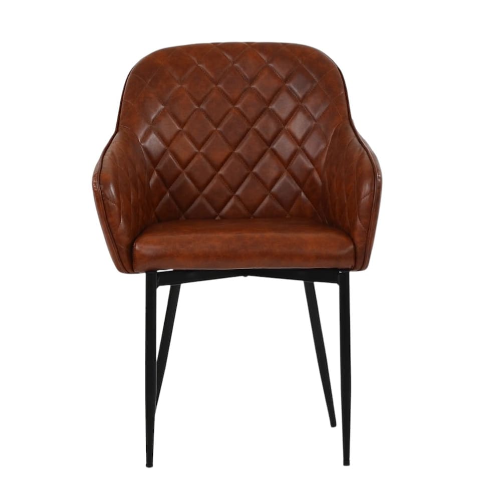 image 1 of Lakeland Furniture Opus Carver Vintage Brown Faux Leather Black Leg Dining Chair