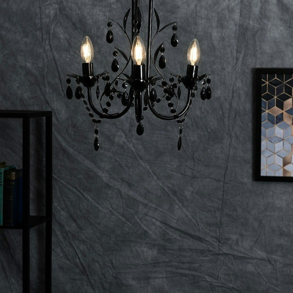 image 1 of ValueLights Odelia 3 Way Black Ceiling Light Chandelier
