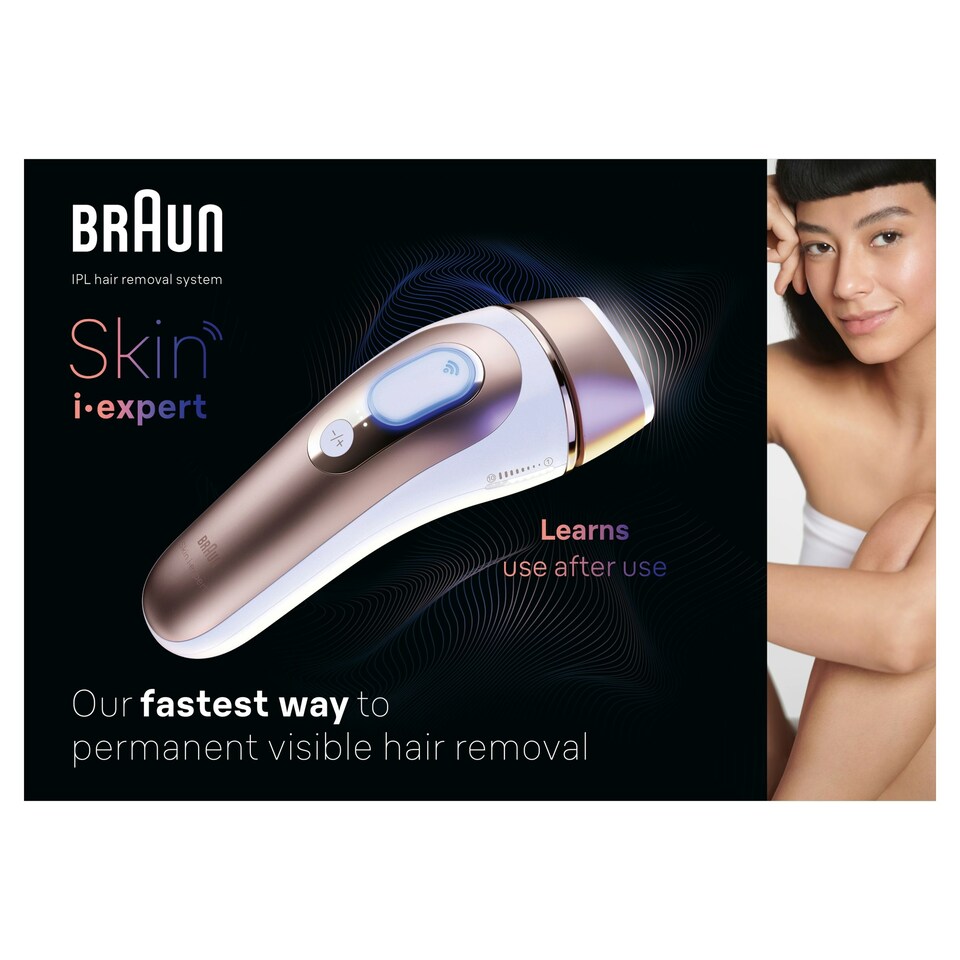 image 1 of Braun Smart IPL Skin i·expert, At Home Hair Removal, Pouch, Venus Razor, 2 Heads, PL7147