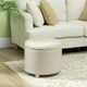 image 7 of HOMCOM 45cm Round Ottoman with Storage, Lid, Cashmere Footstool, Cream White | Cream