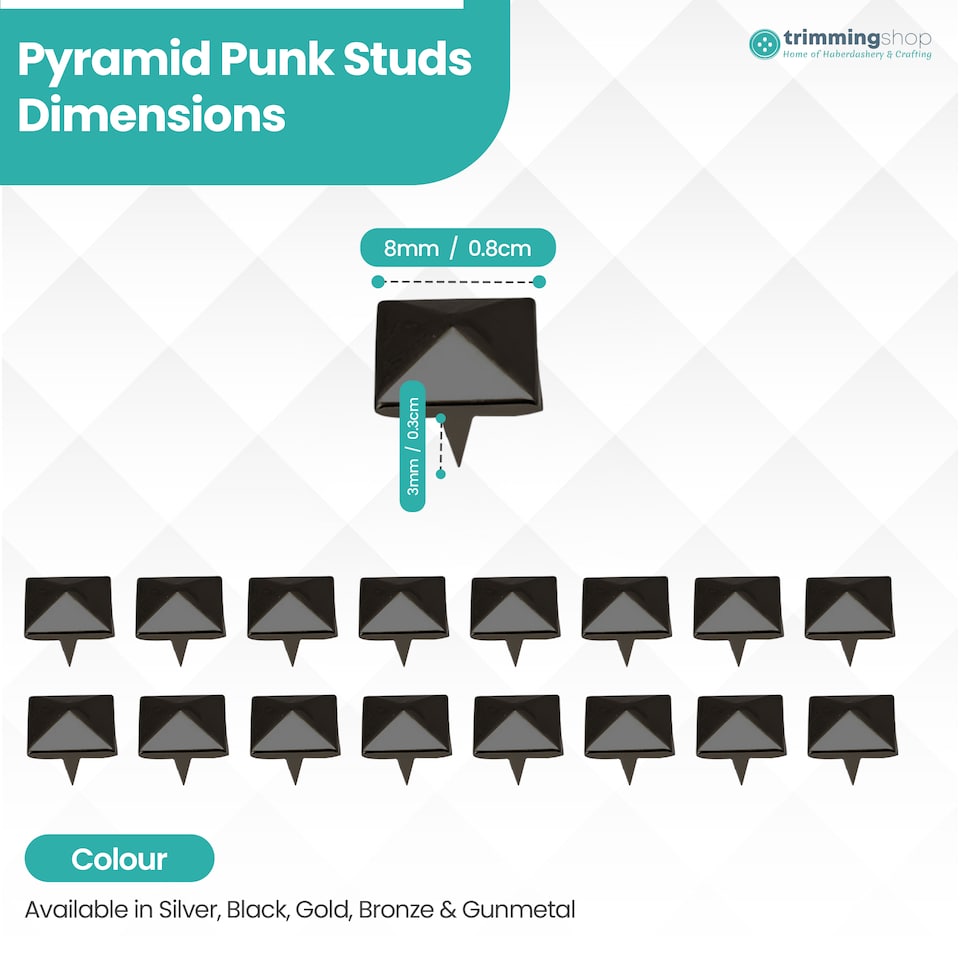image 1 of 8mm Pyramid Shaped Nail Head Studs Square Metal Leather Rivets - 50pcs