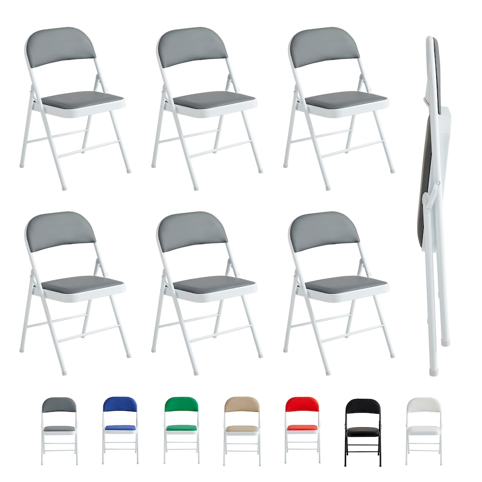 image 1 of MCC Direct Set of 6 Folding Metal Dining Chairs Kitchen Padded Seats