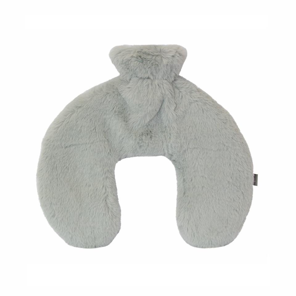 image 1 of Aroma Home Neck Hot Water Bottle Grey Faux Fur 1.8L