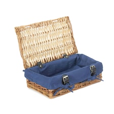 34cm Packaging Wicker Picnic Basket with Lining Blue | Blue | One Size