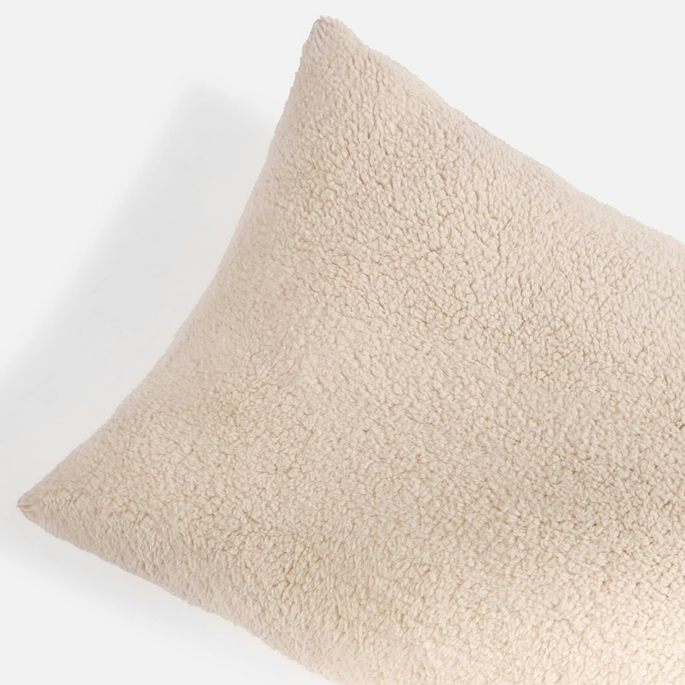 image 1 of OHS Teddy Fleece Long Bolster Pregnancy Body Support Cushion, 40x137cm - Natural