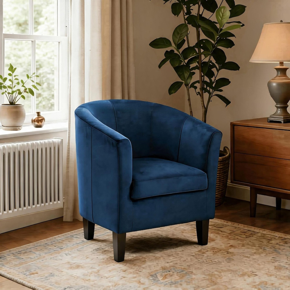 image 1 of Velvet Fabric Tub Chair Sofa Armchair Modern Office Reception Living Room