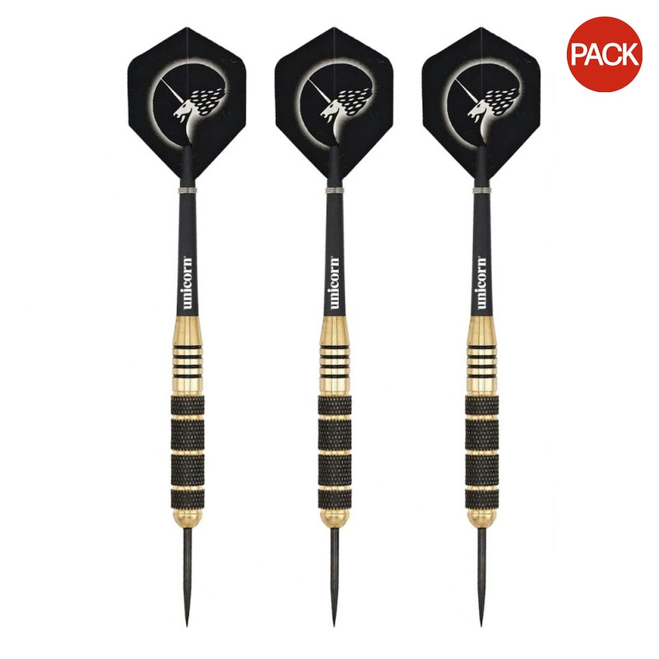 image 1 of Unicorn Core Plus Win Darts (Pack Of 3) - Black/Gold - 25g