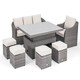 image 2 of Classic Rattan 8 Seater Sofa Set with Rising Dining Table in Stone