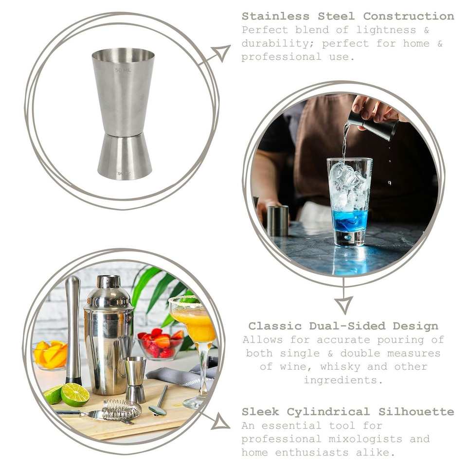 image 1 of Rink Drink 3pc Stainless Steel Thimble Measure Set - 25/35/50ml Silver | One Size