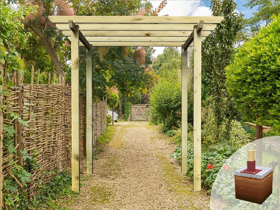 image 1 of eDecks Village Walkway Garden Pergola w/ Bolt Down Anchors 2.1m - 2.4 x 2.4m