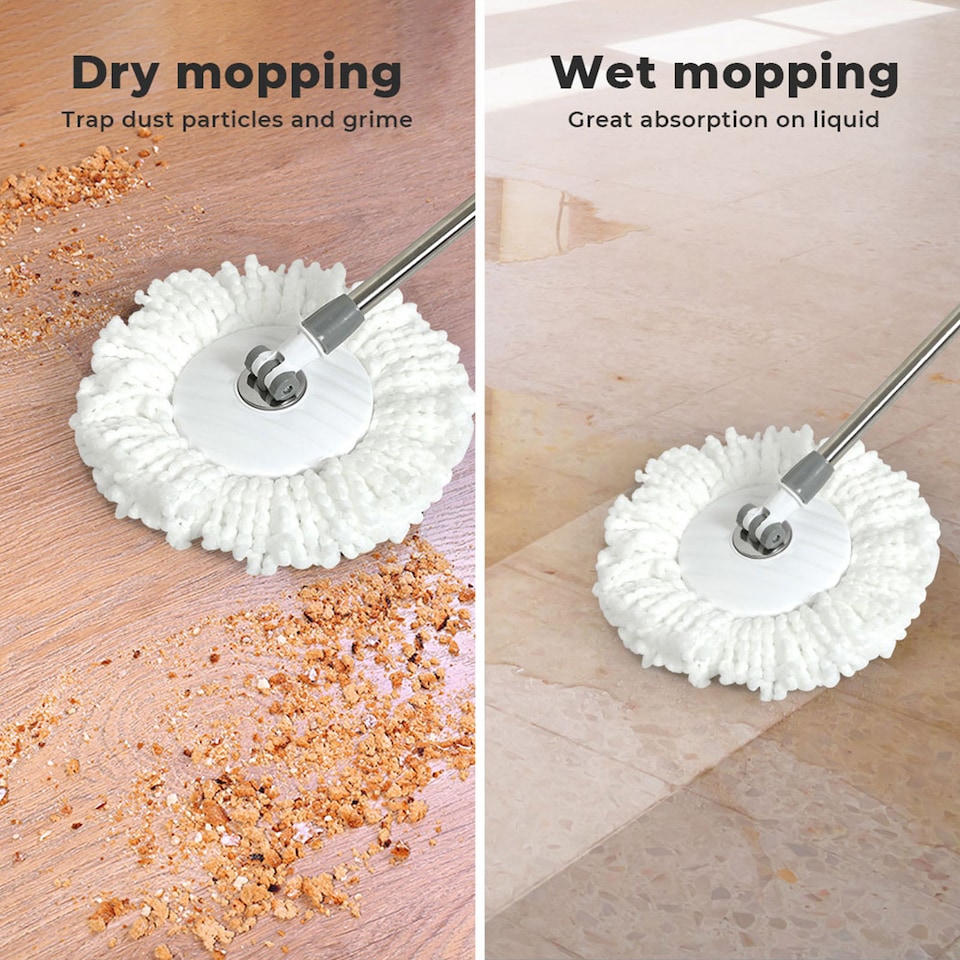 image 1 of Cleanflo Stainless Steel Spin Mop Bucket Set | White | White