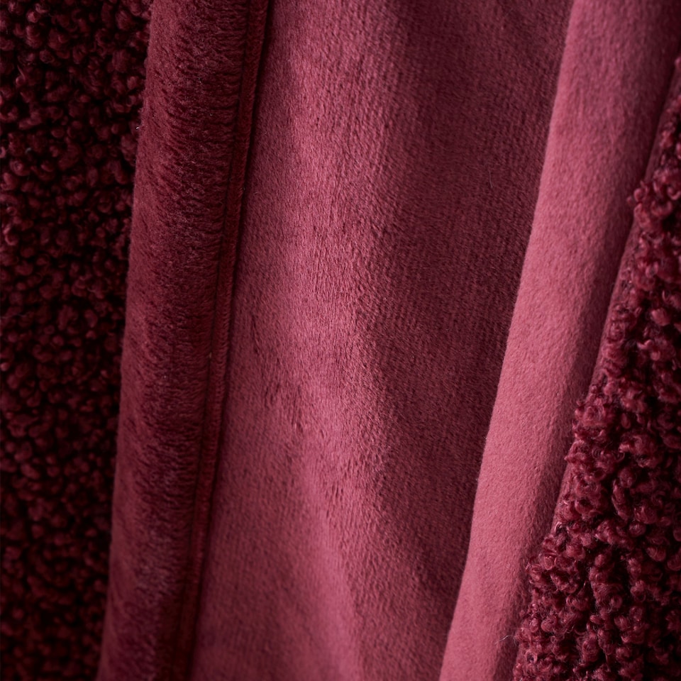 image 1 of Catherine Lansfield So Soft Velvet Boucle Blanket Throw | Red | Damson