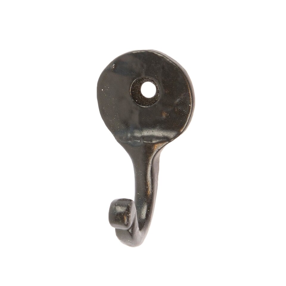 image 1 of Hammer & Tongs Hammered Round Plate Single Hook - W25mm x H45mm - Black