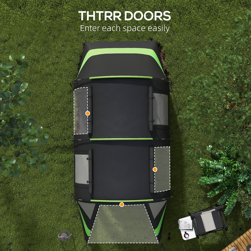 image 1 of Outsunny Blackout Camping Tent with Bedroom & Living Room for 4-5 Person, Black