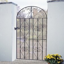 Stirling Scroll Tall Bow Top Single Gate - Solid Steel - Fits Gap of 1067 mm x 1905 mm High - Electro Galv./Black Powder Coated Black
