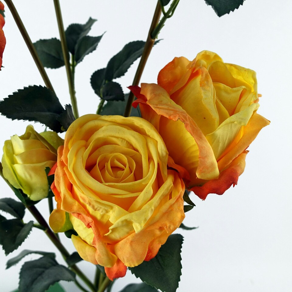 image 1 of 6 x 60cm Yellow Rose Artificial Flower Sprays - 24 Flowers 18 Buds