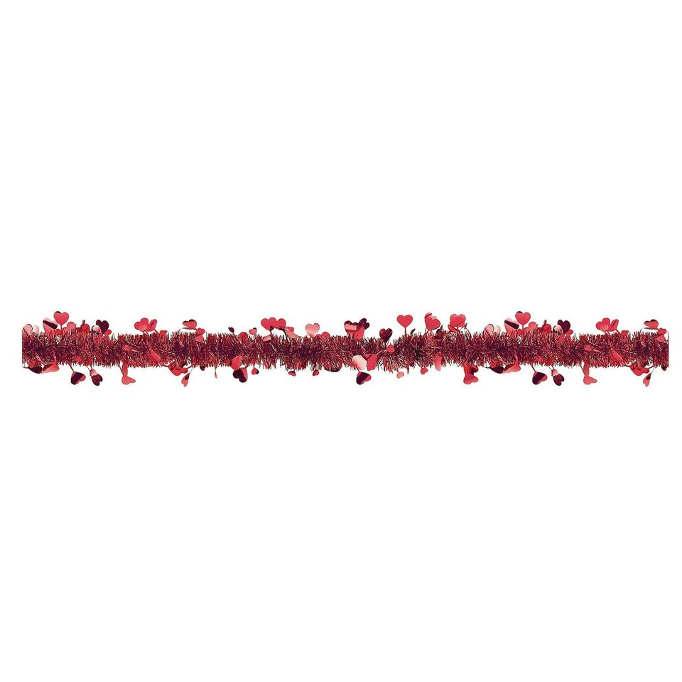 Amscan Tinsel Heart Valentine Garland - Red - One Size