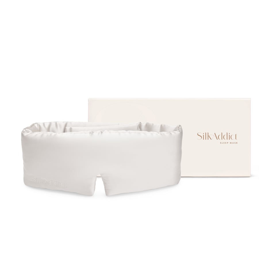 image 1 of Silk Addict 100% Mulberry Silk Sleep Mask – Ivory | White | 1