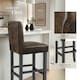 image 4 of Bar Stools with a padded backrest and faux leather cover | Brown | antique brown | 41 x 40 x 107 cm | 6