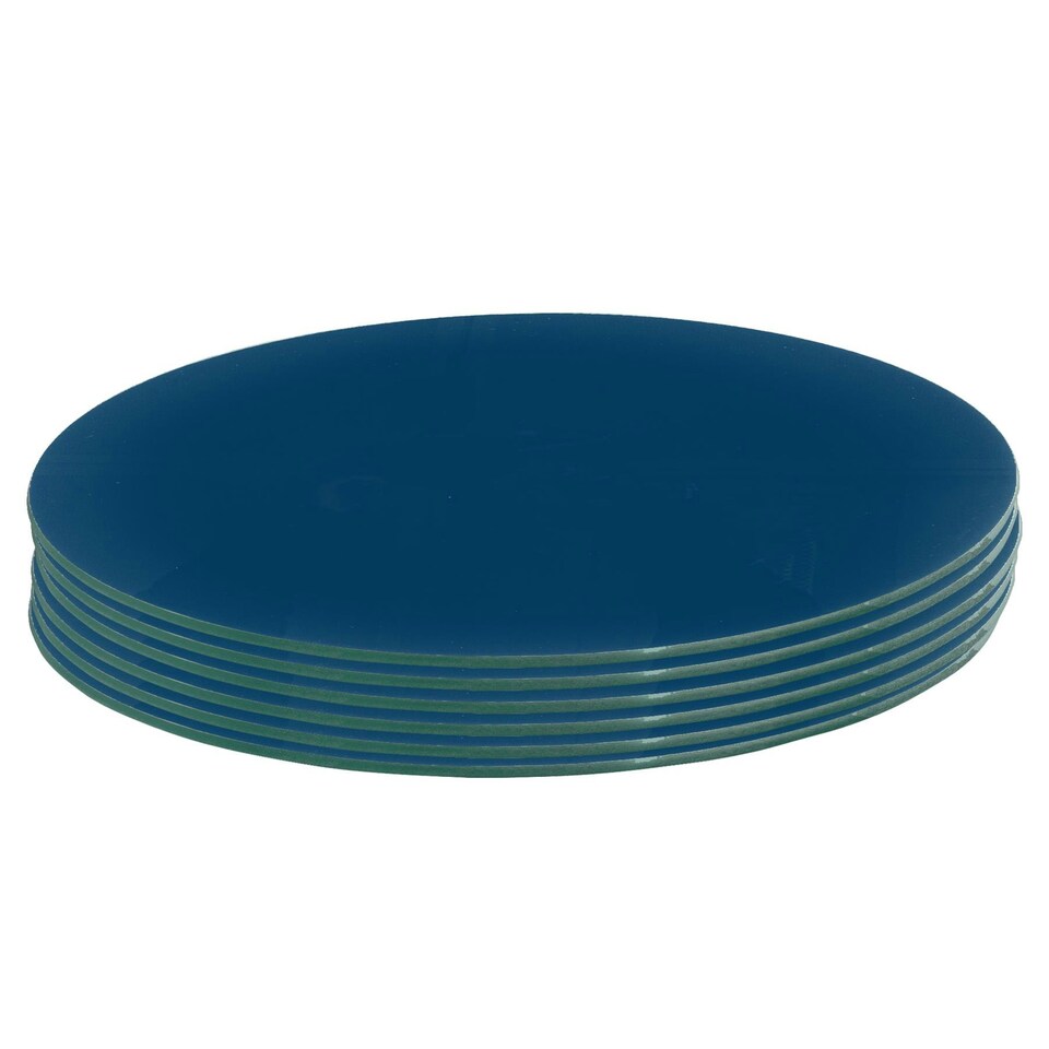 image 1 of Harbour Housewares 6 Pack Hague Blue Round Glass Placemats - 30cm - Elegant Dining Mats Blue