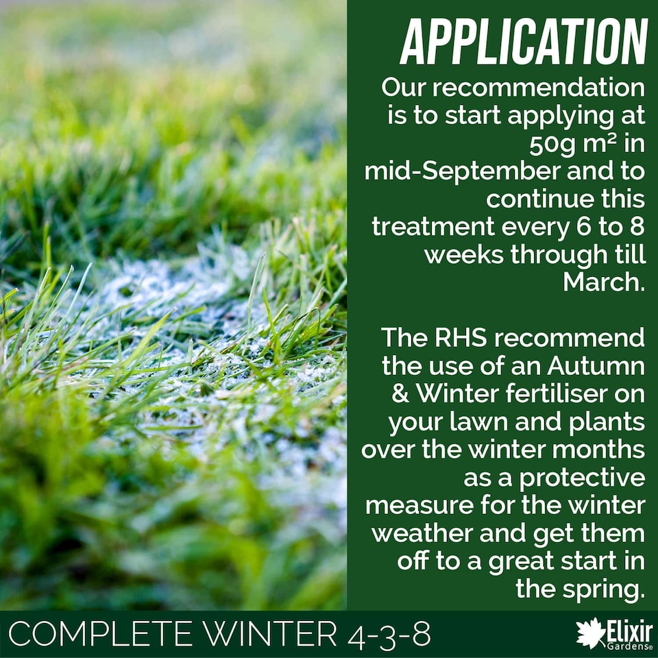 image 1 of Elixir Gardens Complete Winter & Autumn Lawn Feed/Fertiliser with Iron & Calcium 4-3-8+4Fe x 3kg Tub