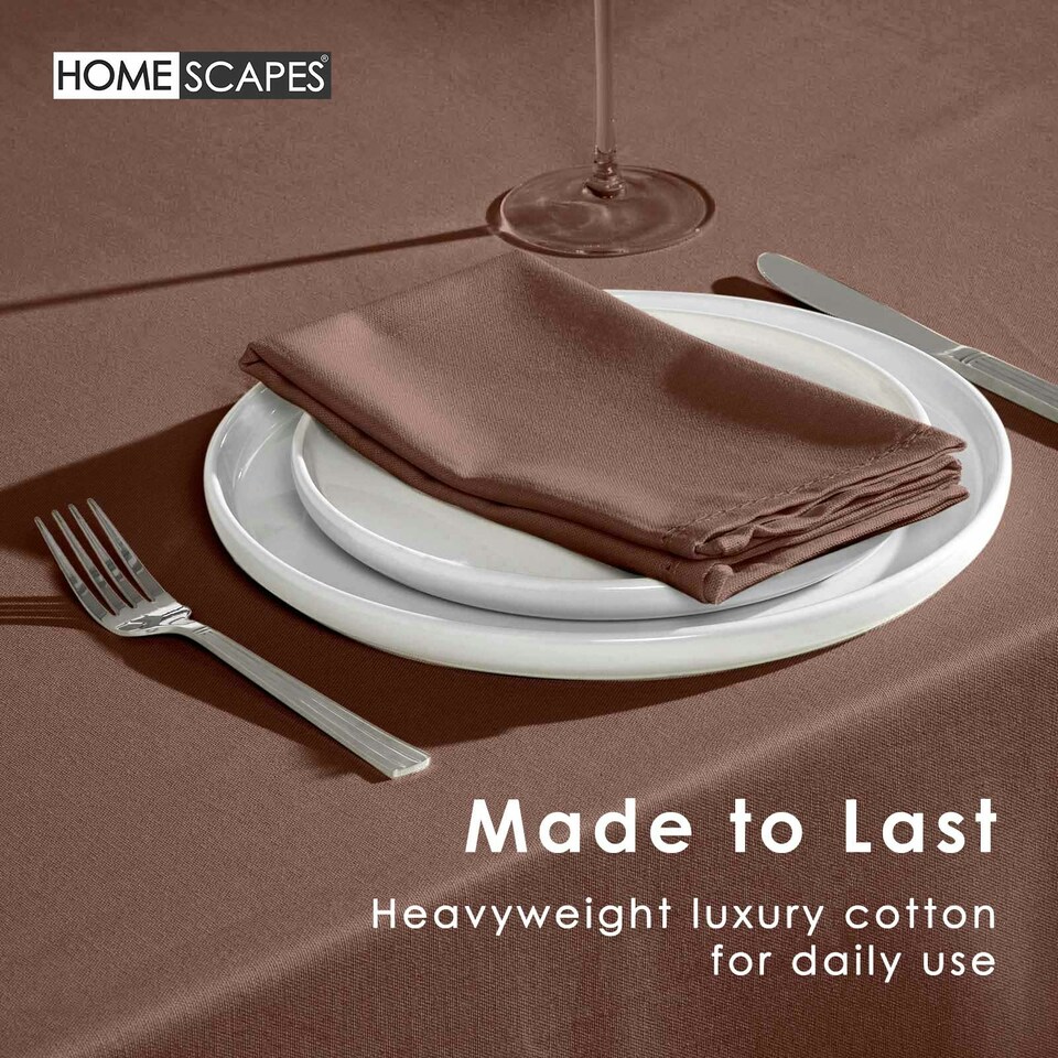 image 1 of Homescapes Chocolate Brown Tablecloth - 178 x 300 cm Brown