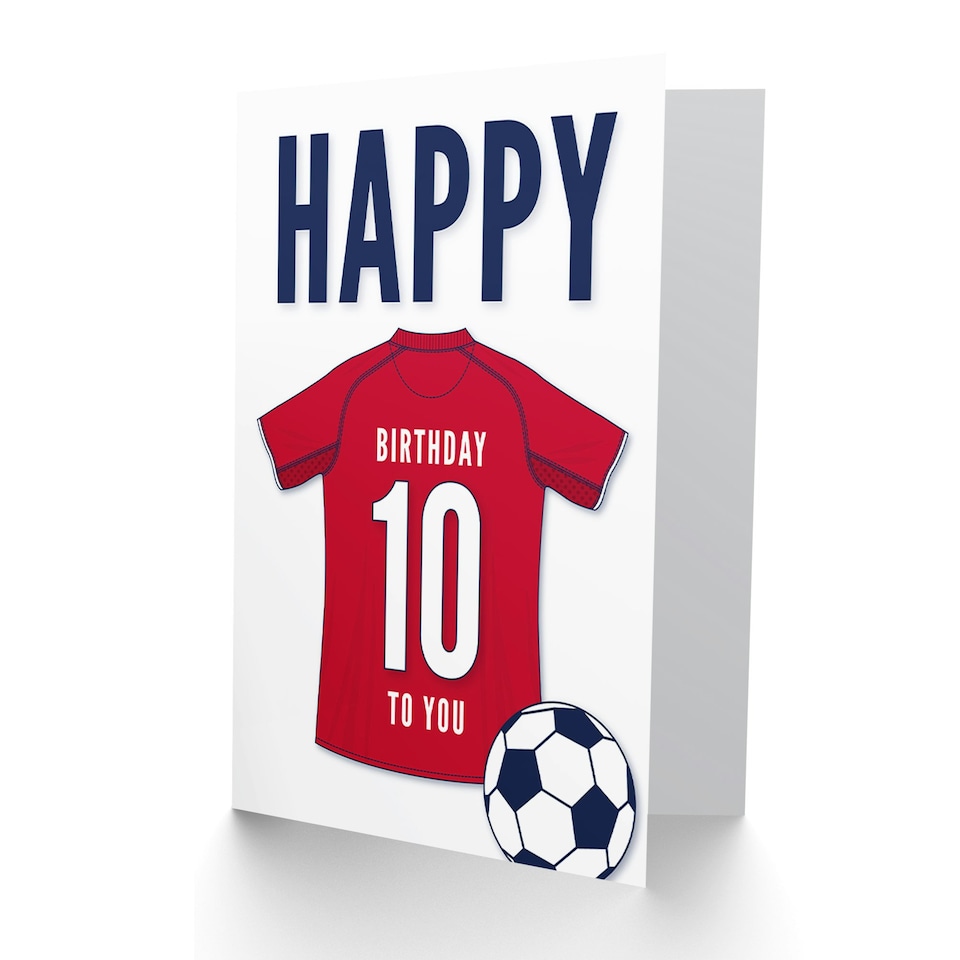 image 1 of Football Strip Kit Dark Red Jersey 10 Year old Kids 10th Birthday Card