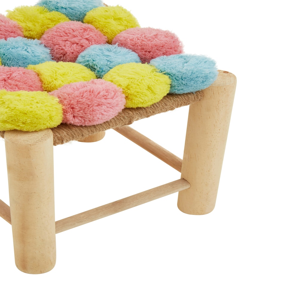 image 1 of Interiors by Premier West Village Pink Blue And Yellow Pom Pom Stool