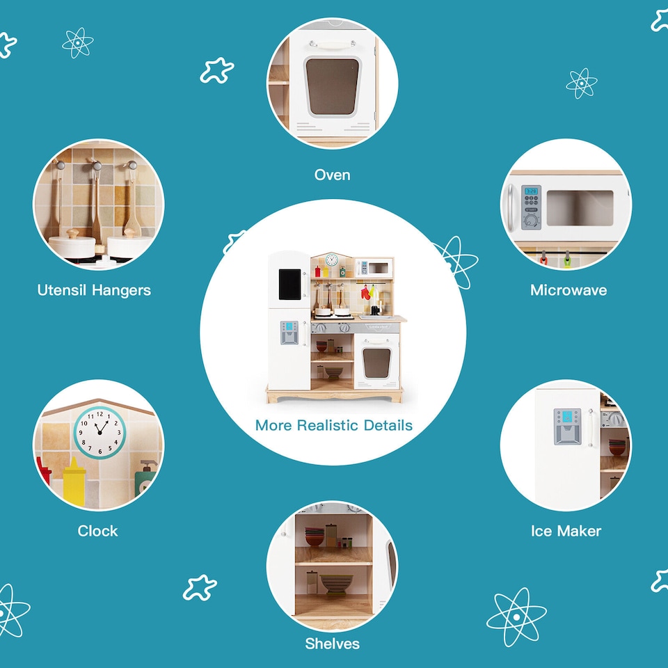 image 1 of COSTWAY Kitchen Play Set Pretend Play Kitchen Toy Set Chef Role Playing Toy