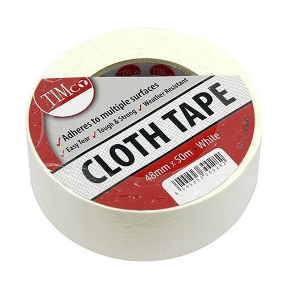 image 1 of Timco - Cloth Tape - White (Size 50m x 48mm - 1 Each)