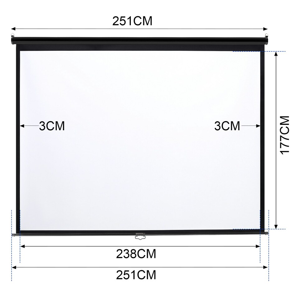 image 1 of Living and Home Manual Pull-Down Projector Screen  - 238cm W x 177cm H