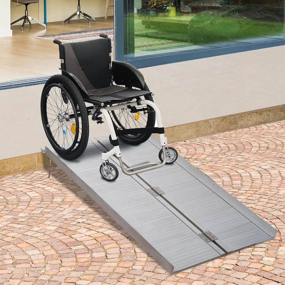 image 1 of HOMCOM 4ft Aluminium Folding Wheelchair Ramp Equipment Mobility Suitcase