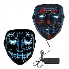 Blue Killer Halloween LED Light Plastic Face Mask 19cm