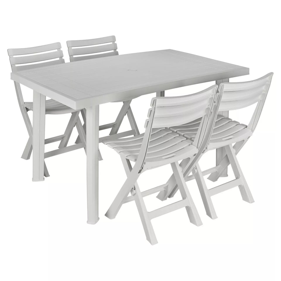 image 1 of Rectangle Garden Table and 4 Folding Chairs Dining Set Patio Dining Furniture