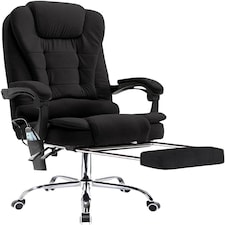 Neo Office Chair Brown Faux Leather with Massage Function & Footrest | Black