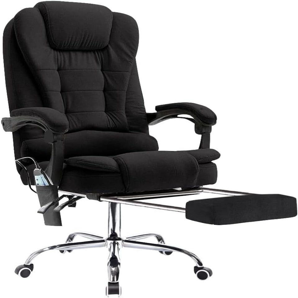 image 1 of Neo Office Chair Brown Faux Leather with Massage Function & Footrest | Black