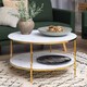 image 4 of Alisma Round Coffee Table with Marble Effect Glass Top & Gold Legs