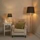 image 2 of ValueLights Victoria Light Wood Traditional Stem Floor Lamp with Black Fabric Tapered Shade