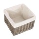 image 3 of Square Antique Wash Wicker Lined Storage Basket White | White | S